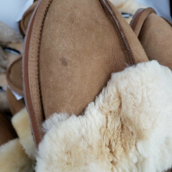 Lands' End Suede Shearling Fur Scuff Slippers NEW - Picture 9 of 12